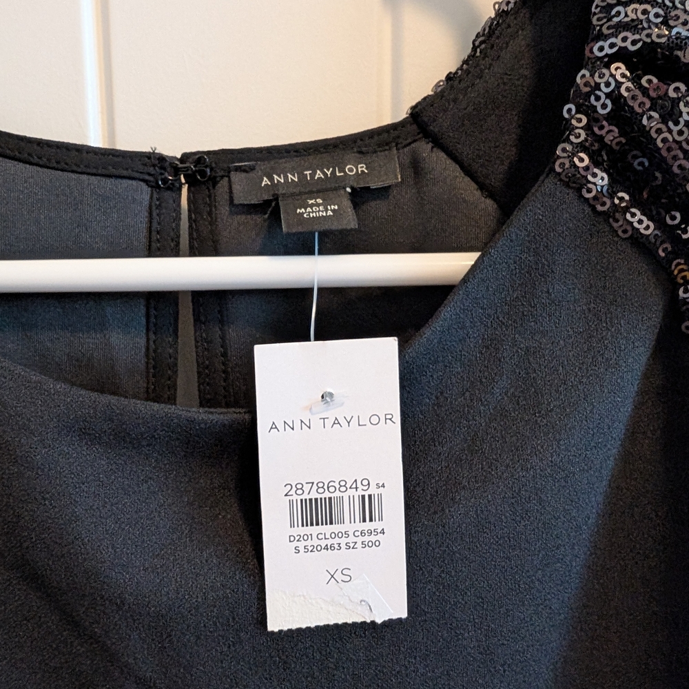 Ann Taylor Black Top with Sequin Sleeves - Picture 4 of 7